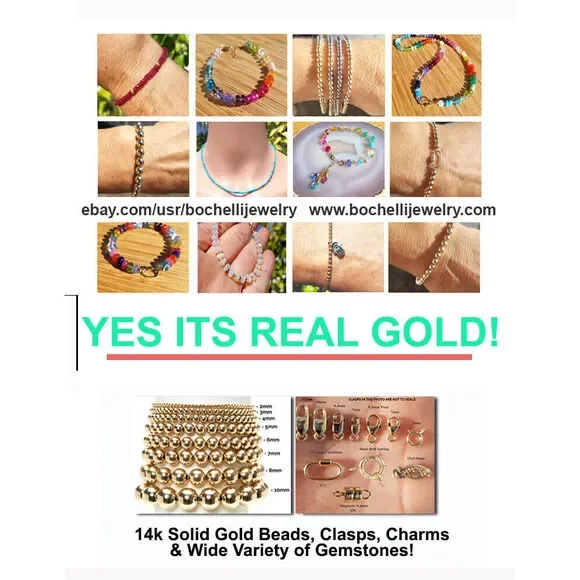 14k Solid Yellow or Rose Gold 3mm Nugget Faceted Bead Lobster